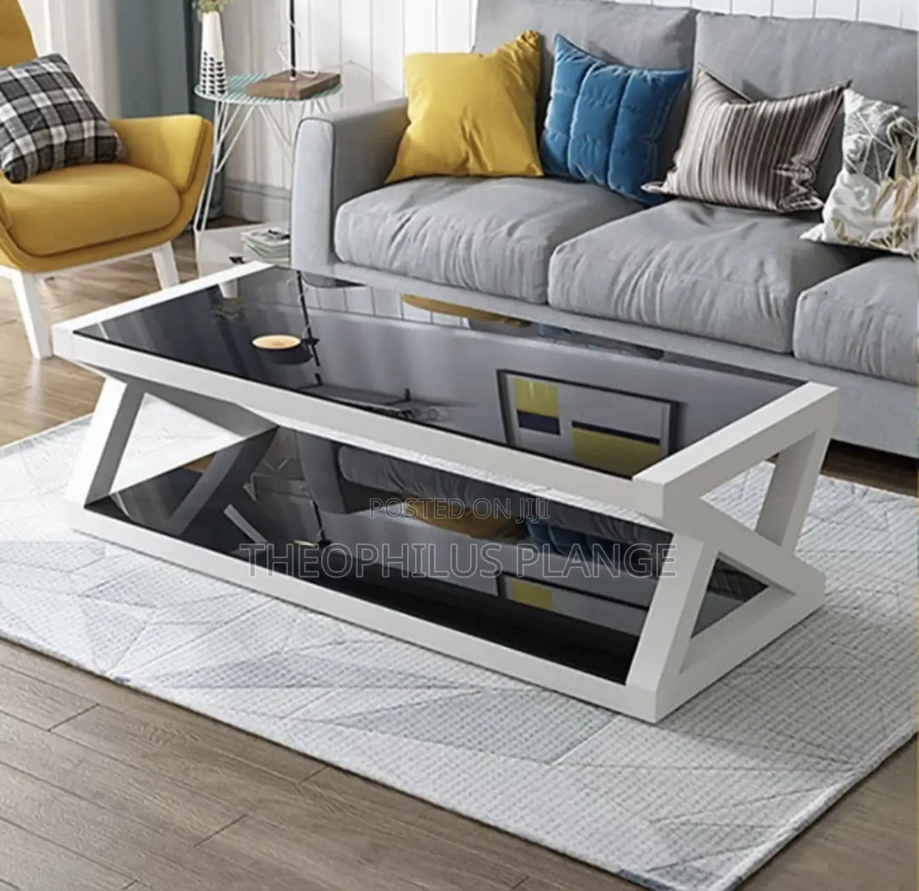 X Shaped Glass Center Table