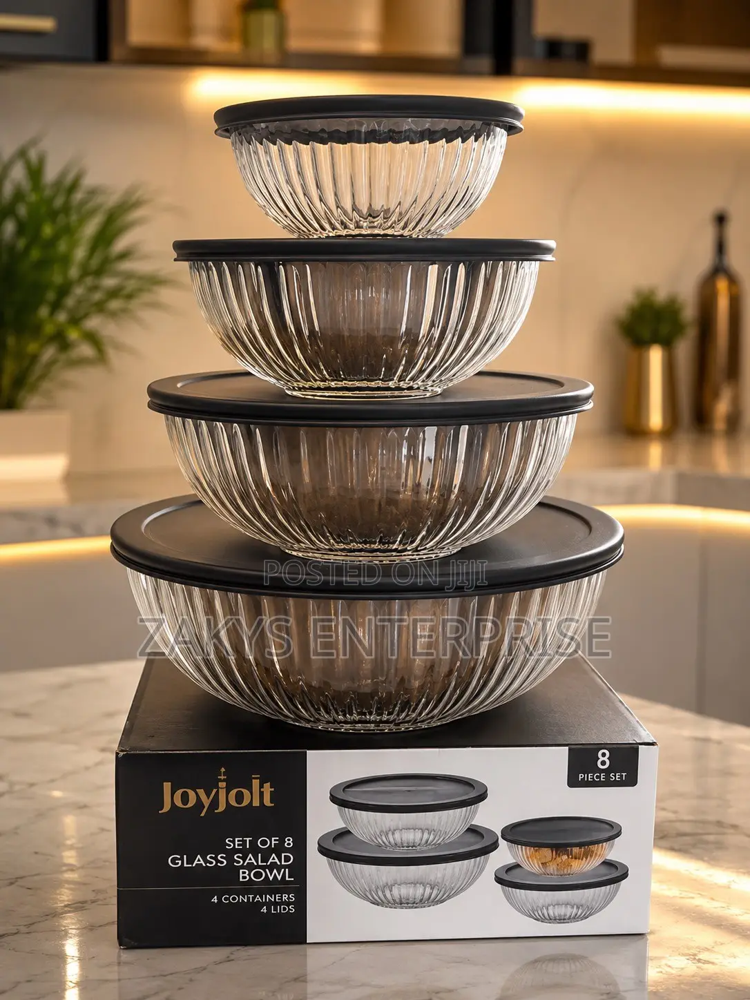 Glass Storage /Mixing Bowls 4set