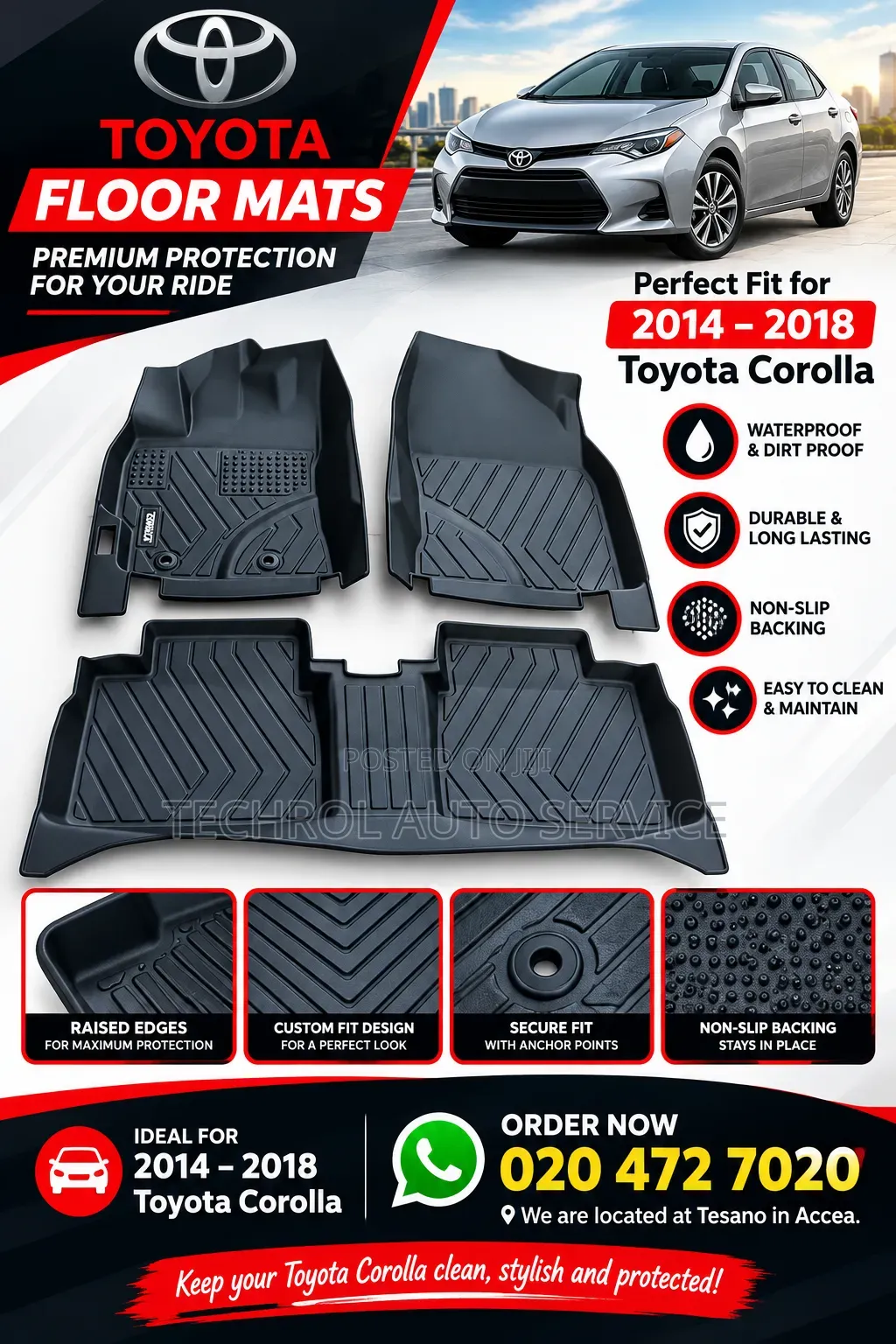 Toyota Corolla 2014 to 2018 Premium 3d/5d FLOOR MATS