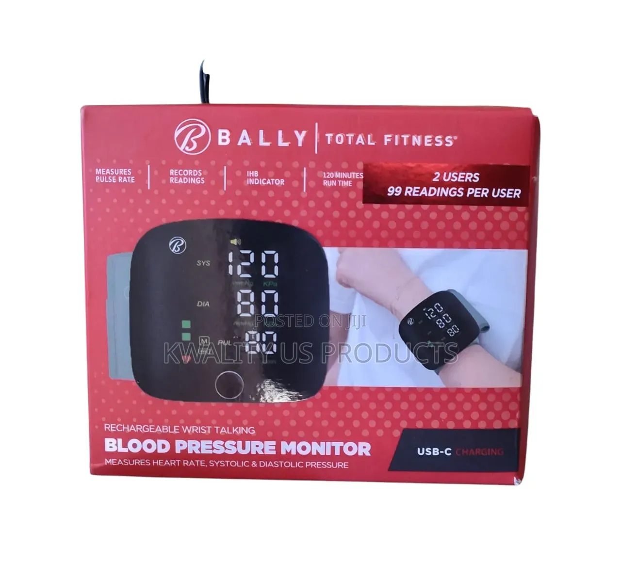 BALLY Rechargeable Wrist Talking Blood Pressure Monitor