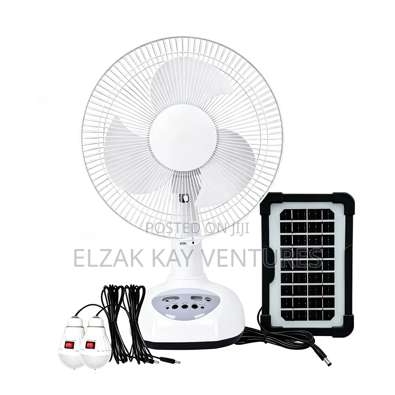 Solar/Rechargeable Fan With 2bulbs