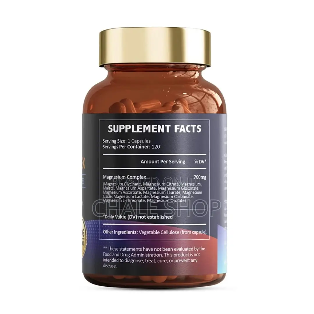 Premium 12-in-1 Magnesium Complex (700mg) – 120 Capsules for Energy