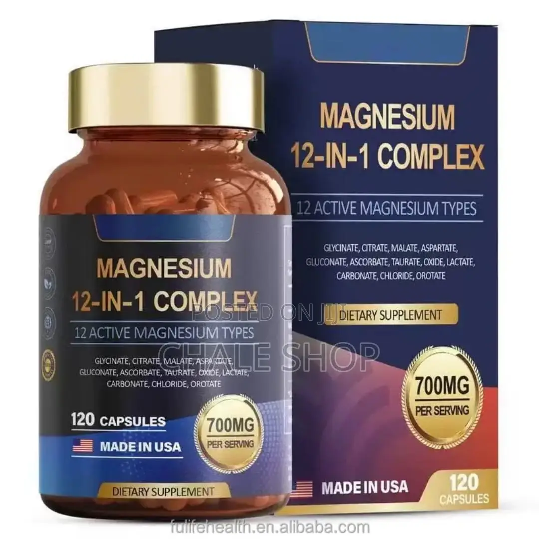 Premium 12-in-1 Magnesium Complex (700mg) – 120 Capsules for Energy