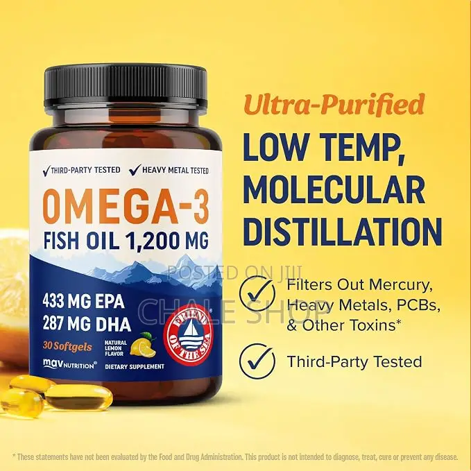 (High EPA/DHA) Omega-3 Fish Oil 3600mg – 120 Lemon Softgels