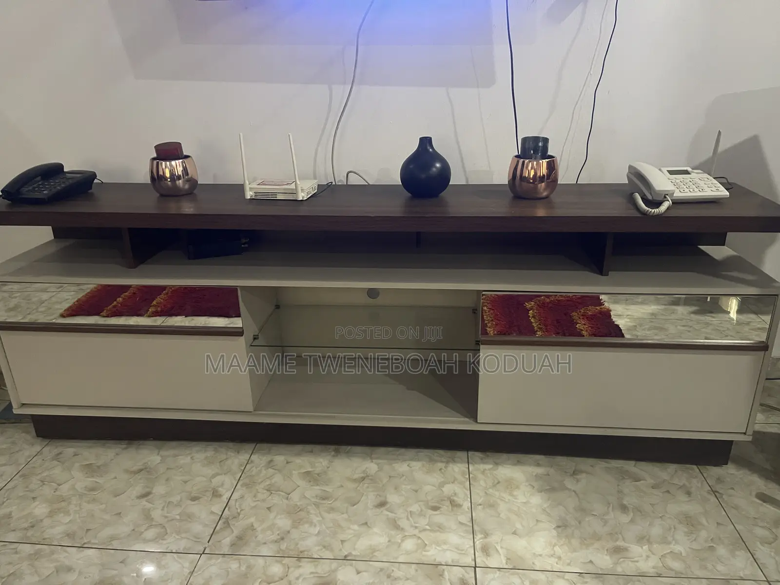 Modern Two-Tone TV Console Stand / Media Entertainment Cabinet