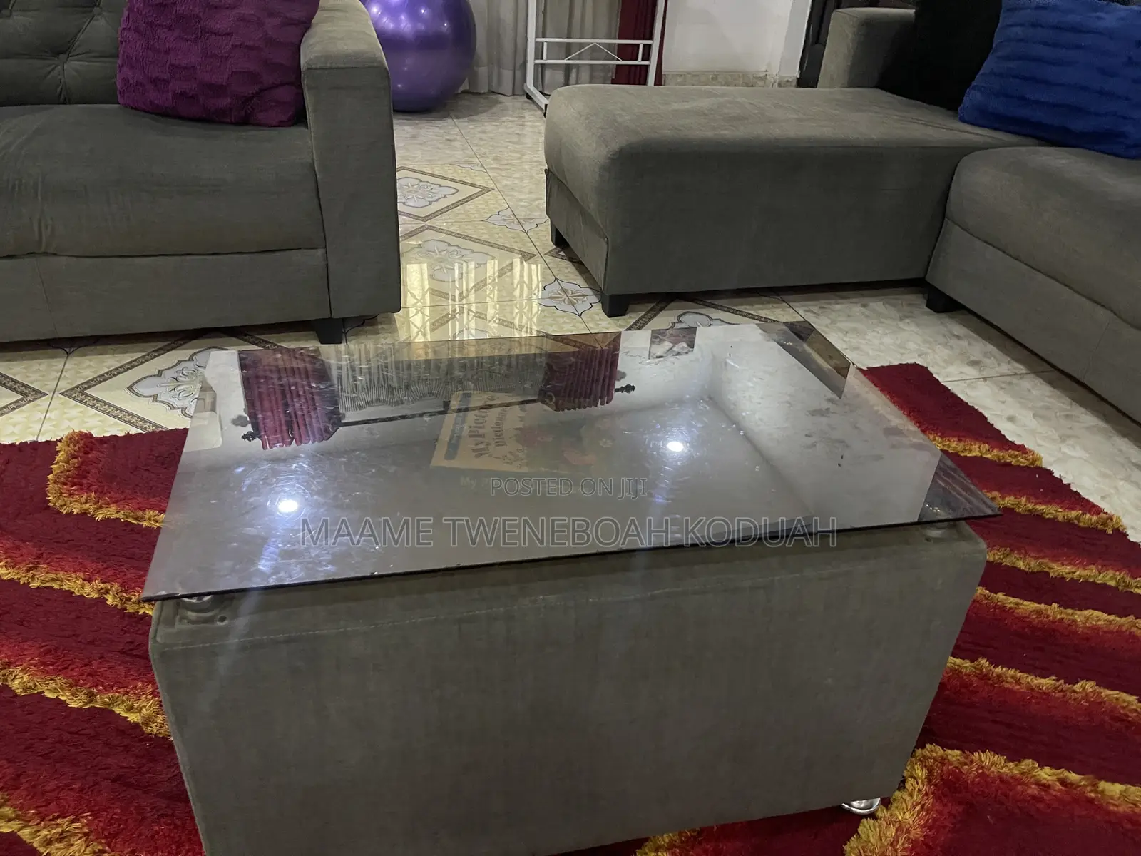Modern Tufted Grey Fabric Sofa Set (L-Shape Sectional + 2-Seater Sofa)