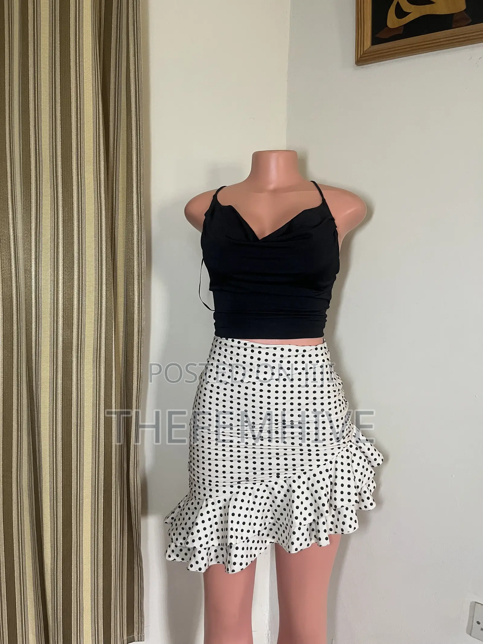 White Polka Dotted Skirt Thrift