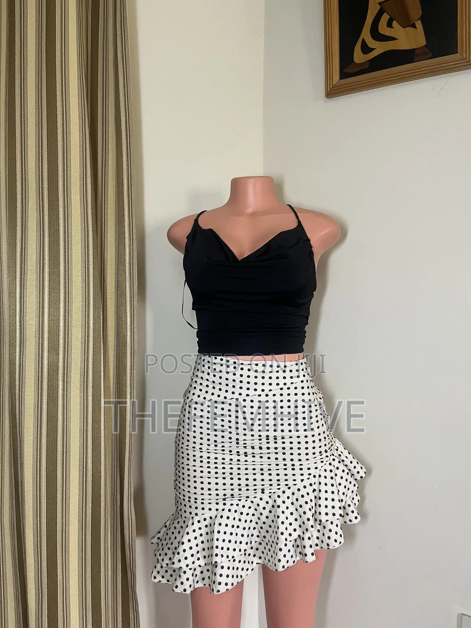 White Polka Dotted Skirt Thrift