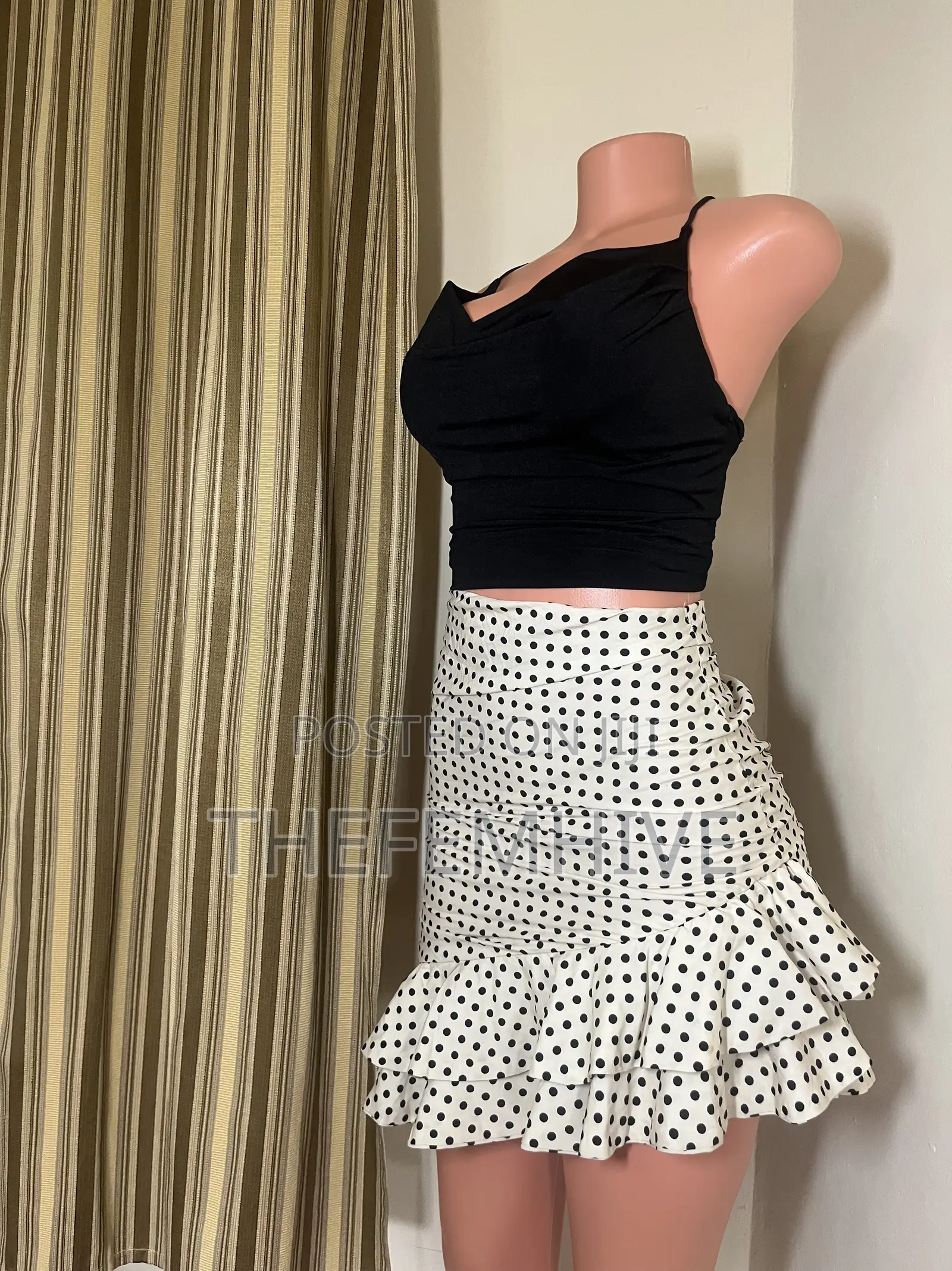 White Polka Dotted Skirt Thrift