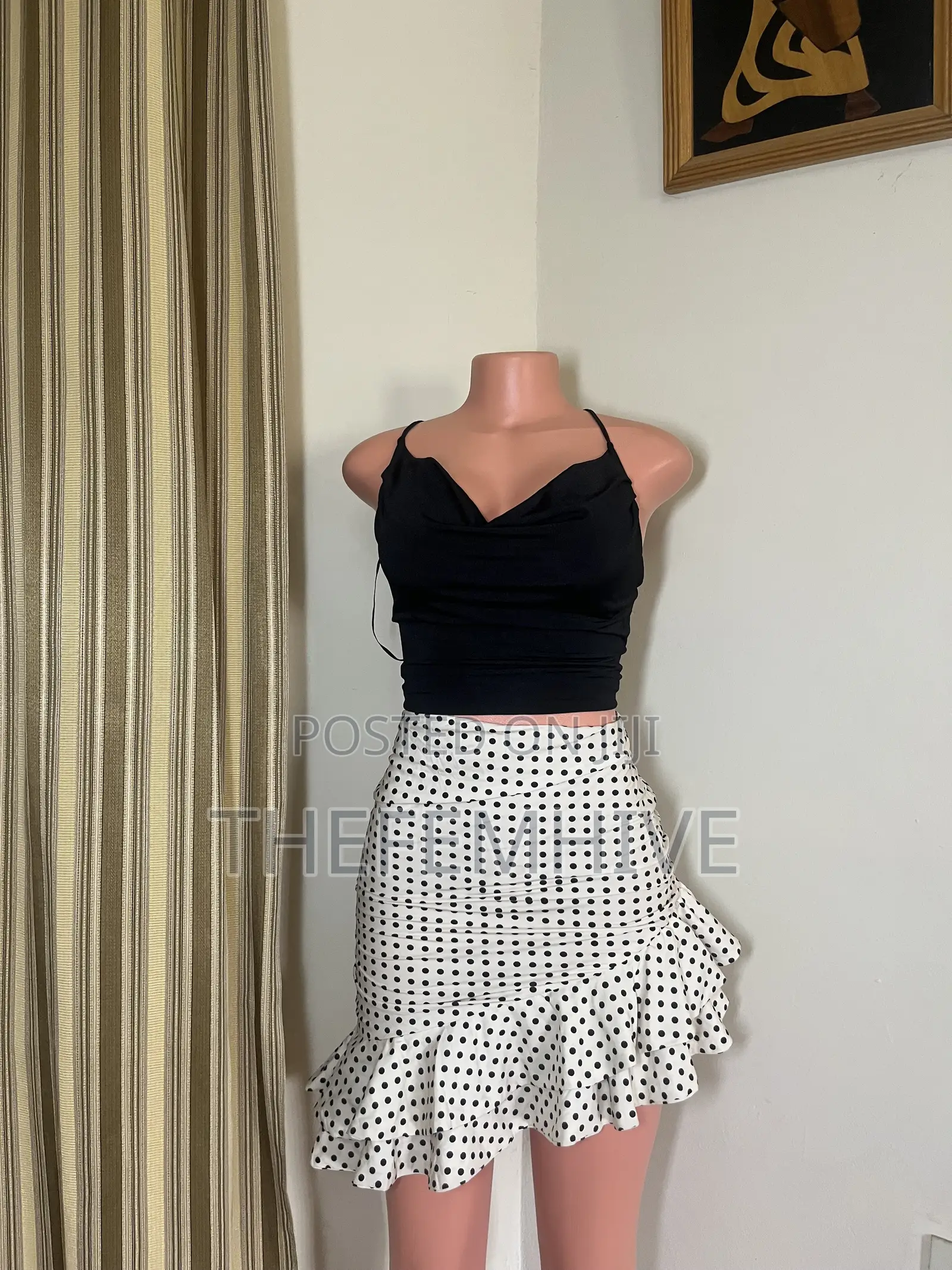 White Polka Dotted Skirt Thrift