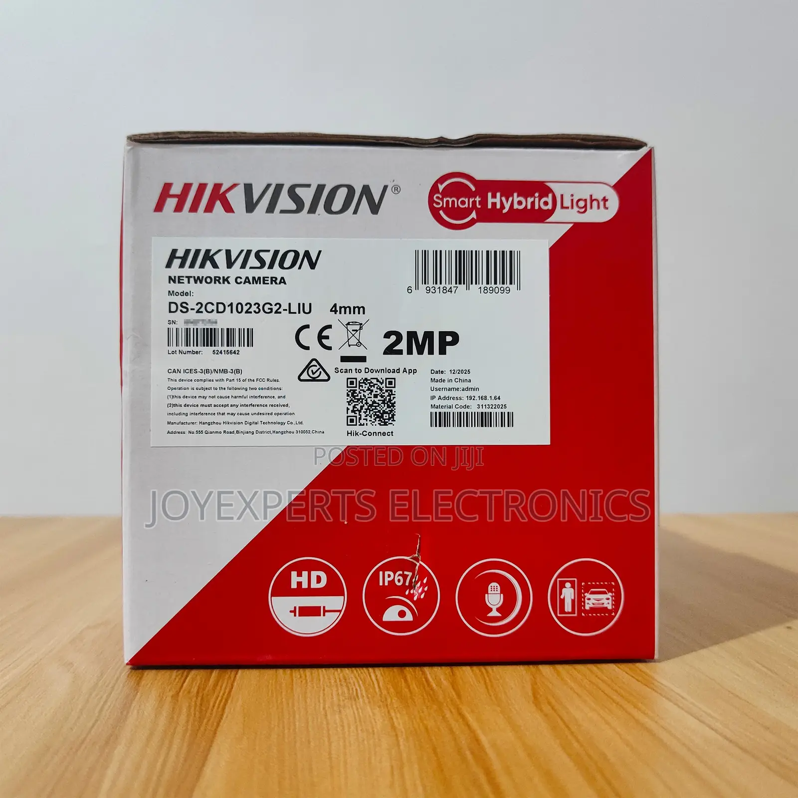 Hikvision 2MP Smart Hybrid Light Bullet IP Camera (DS-2CD1023G2-LIU)