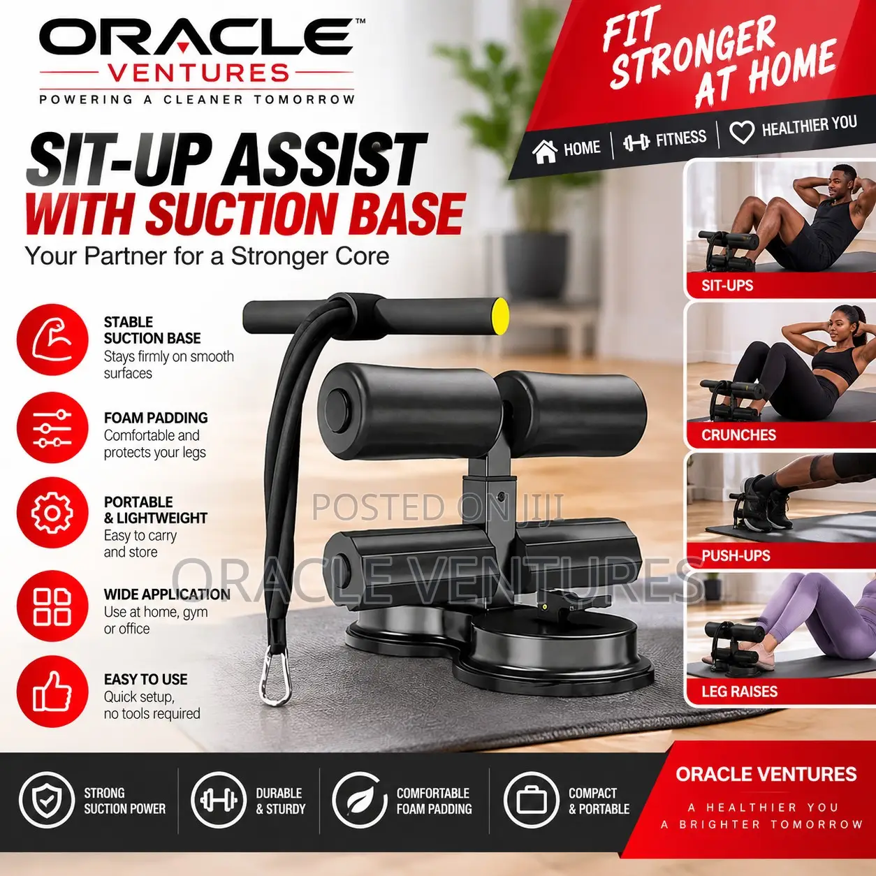 Portable Sit-Up Assistant Bar – Suction Cup Abdominal Trainer