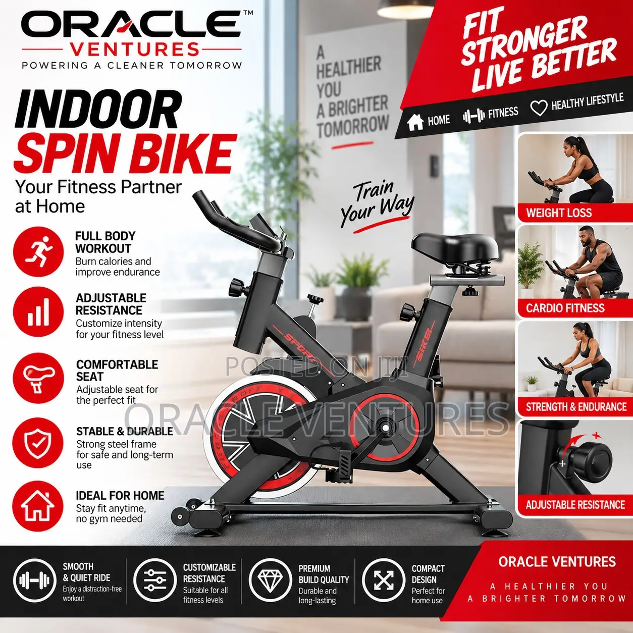 Indoor Cycling Exercise Bike – Home Fitness Spin Bike