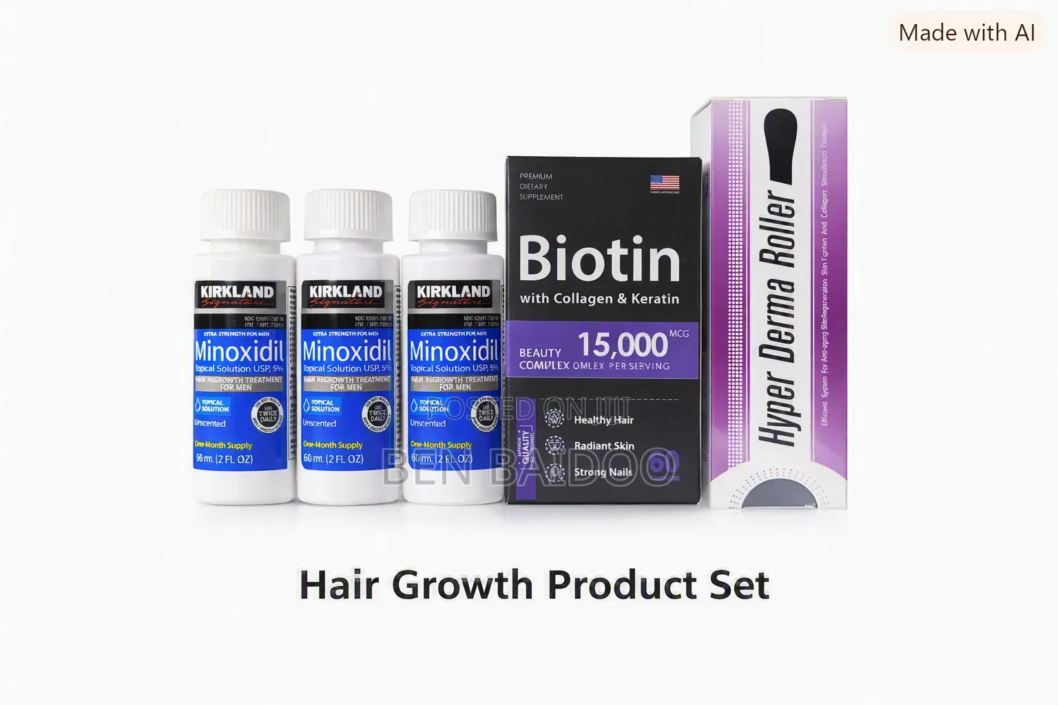 3 Kirkland Bottles+1 Biotin+1 Derma Roller