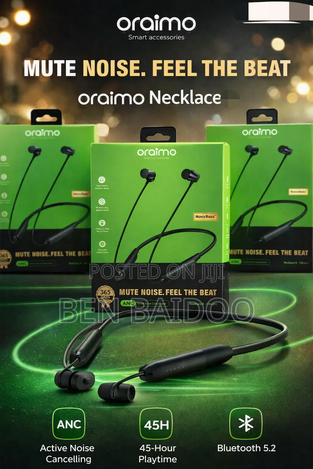 Oraimo Necklace 5 (Bluetooth 5.2) A