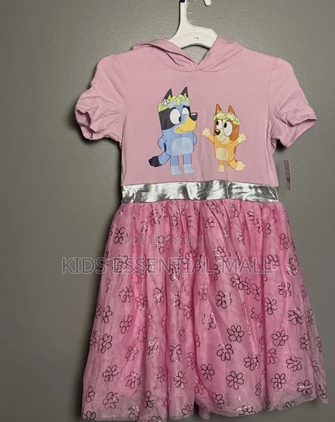 Pink Bluey and Bingo Cartoon Dress for Kids