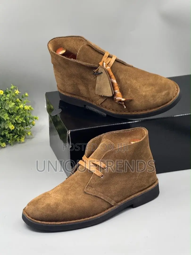 CLARKS Men’s Suede Leather Desert Boots (Brown)