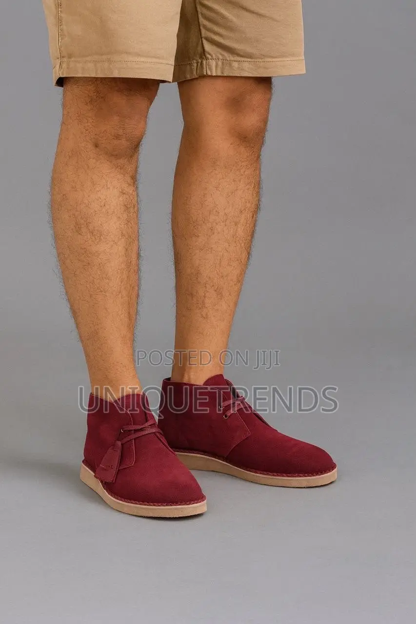 CLARKS Suede Desert Coal Boots (Burgundy)