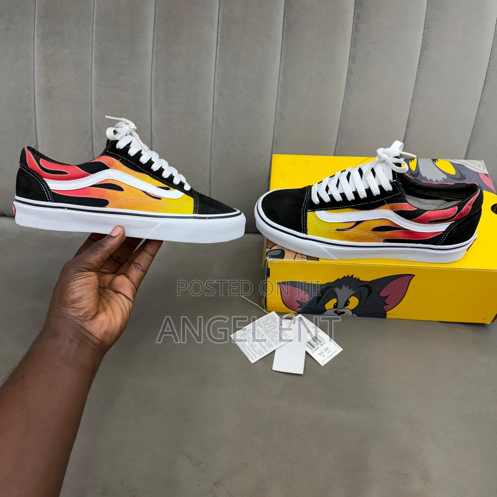 Vans Old Skool "Flame" (Black/True White) Sneakers(Location: Adum KSI)