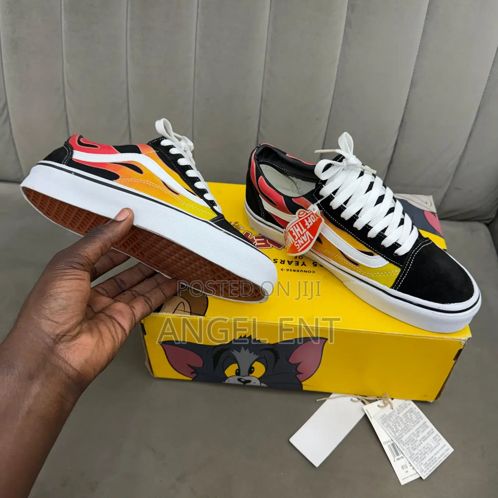 Vans Old Skool "Flame" (Black/True White) Sneakers(Location: Adum KSI)