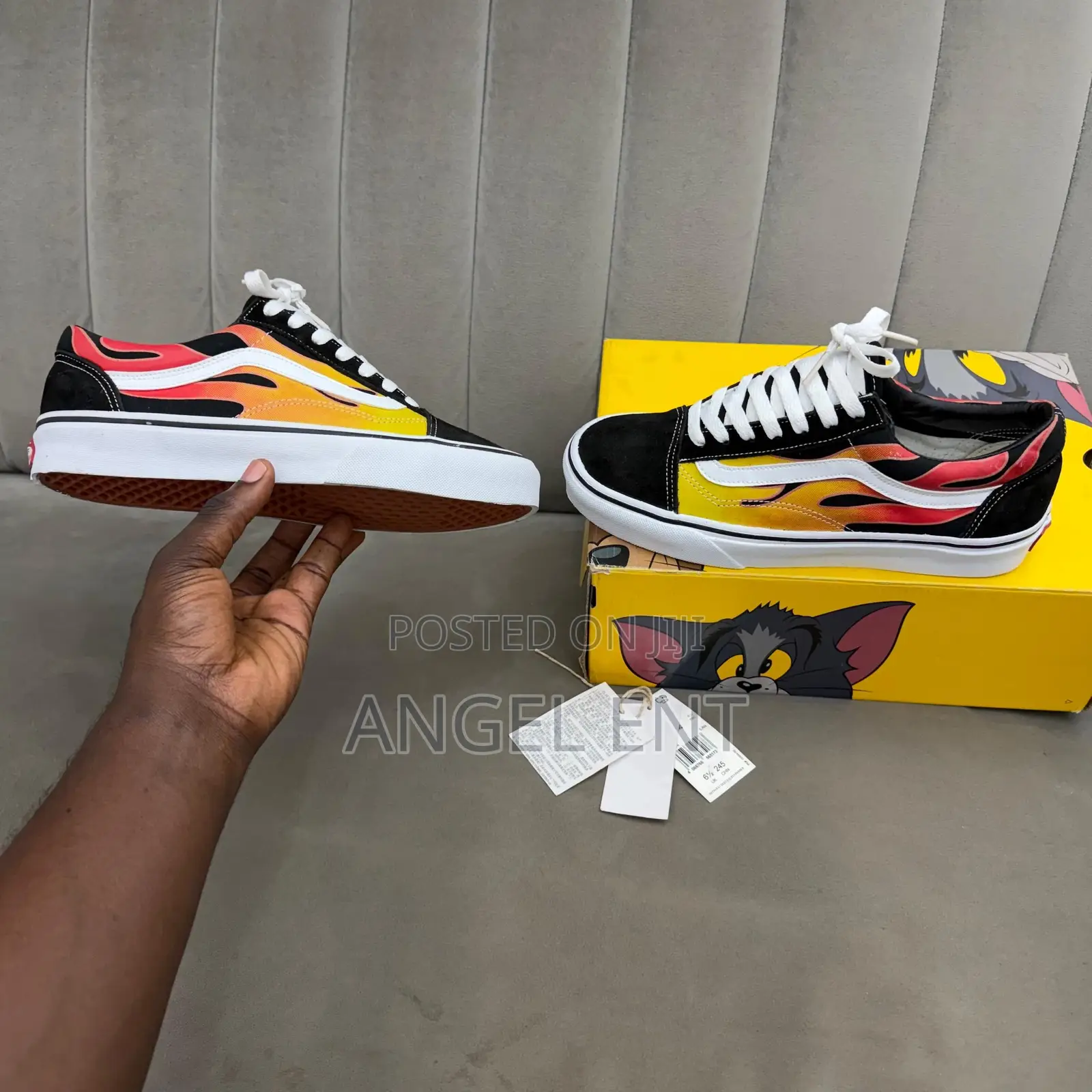 Vans Old Skool "Flame" (Black/True White) Sneakers(Location: Adum KSI)