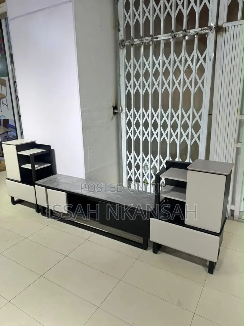 TV STAND With Grey Marble Top Set