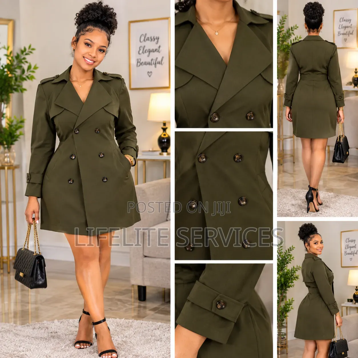 Elegant Women Mid-Length Trench Coat
