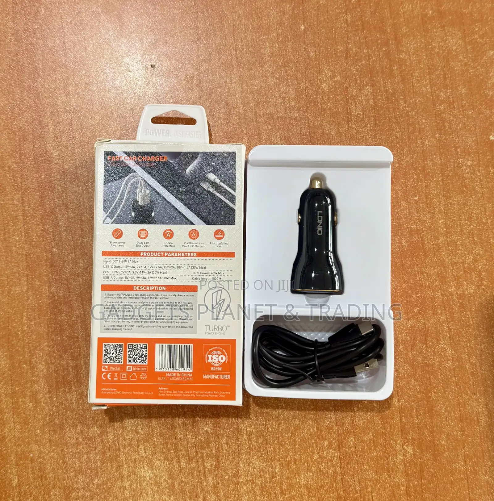 Ldnio C103 60W PD QC Super Fast Car Charger + Charging Cable