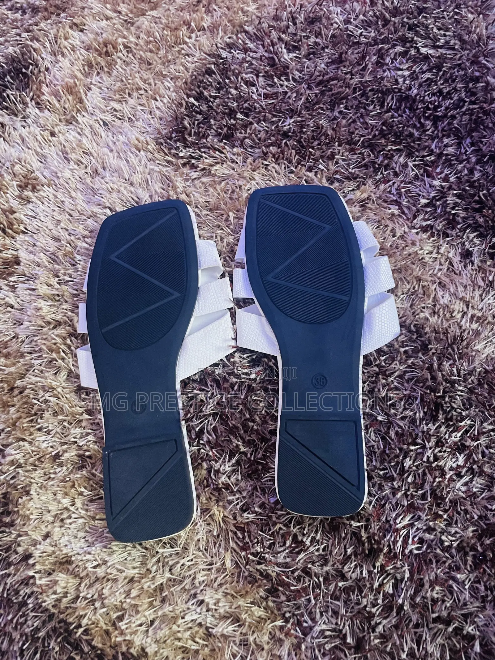 White Hermes-Style H-Strap Flat Sandals