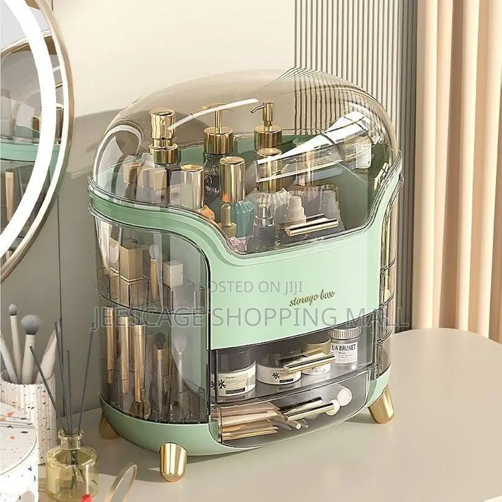 Luxury Dustproof Cosmetic Storage Box With Drawers - Mint Green