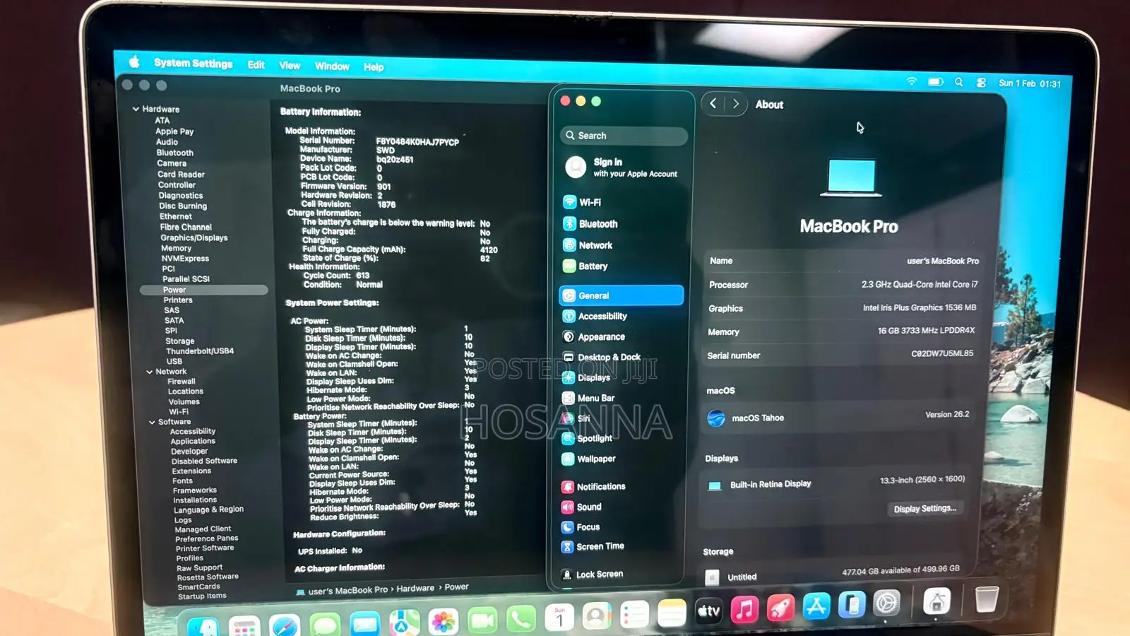 Laptop Apple MacBook Pro 2020 16GB Intel Core i7 SSD 500GB