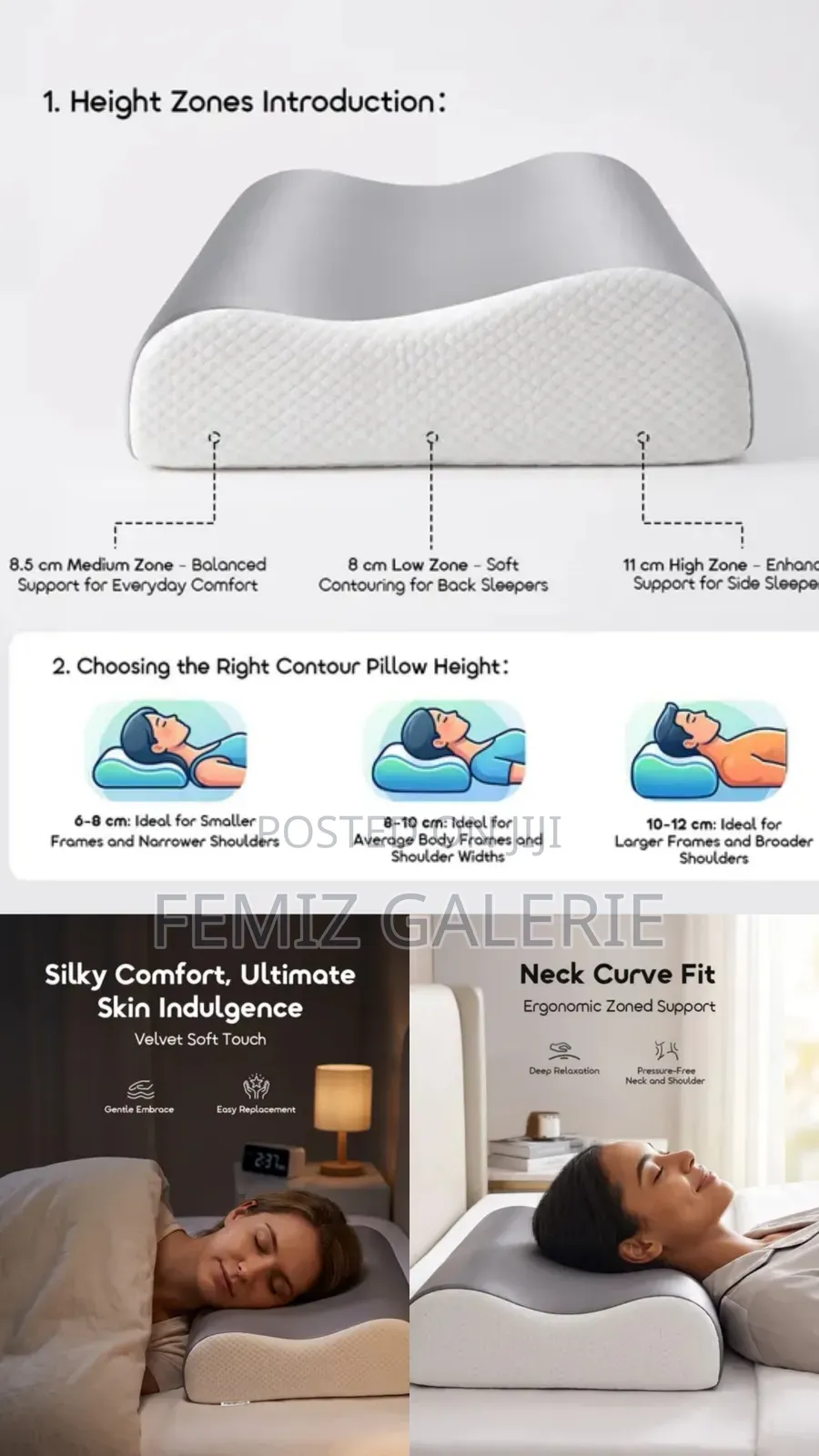 Oraimo CloudEase Memory Foam Pillow – Ergonomic Neck/Shoulder Support