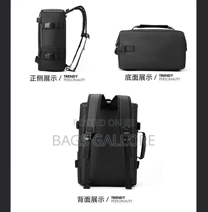 Black Leather Big Backpack