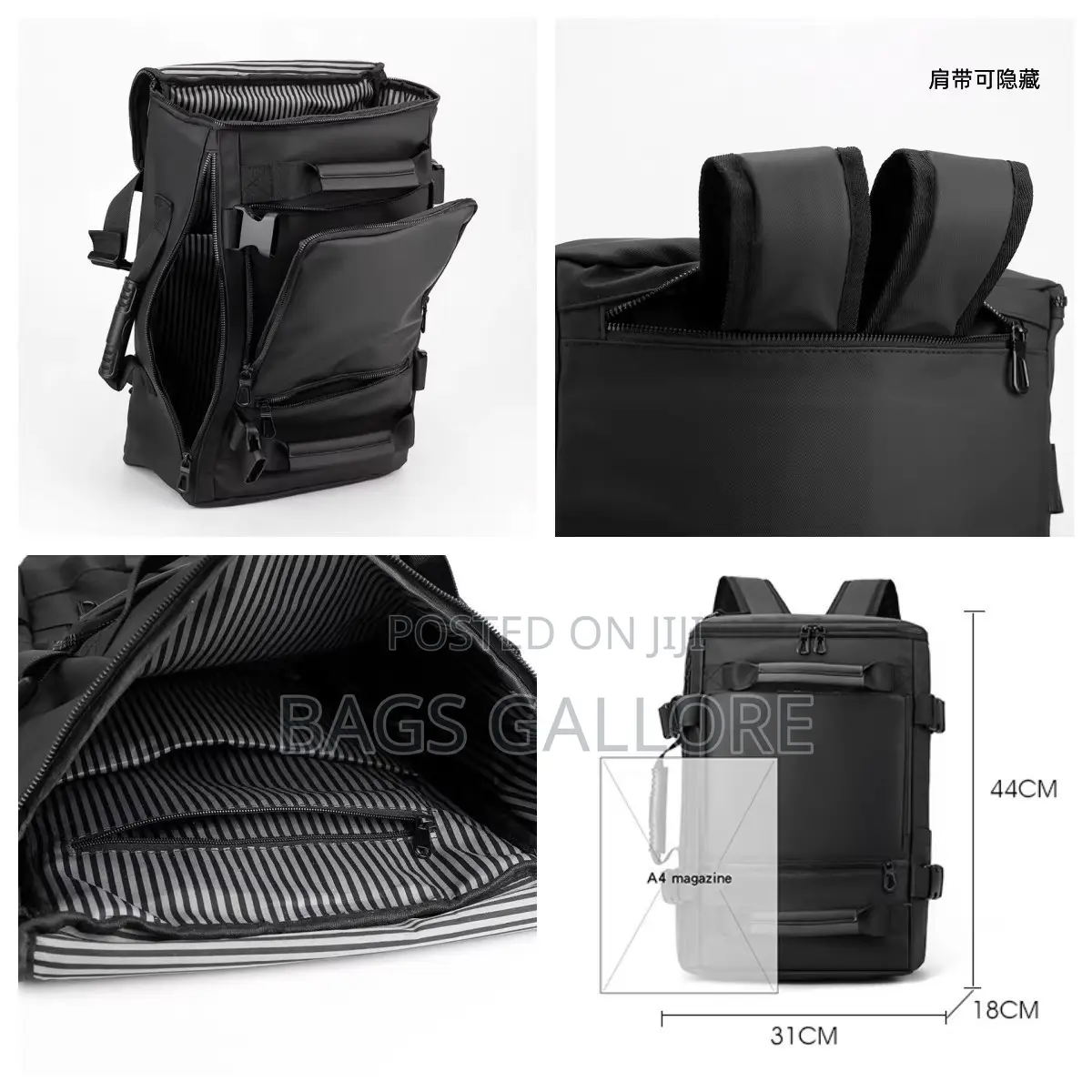 Black Leather Big Backpack