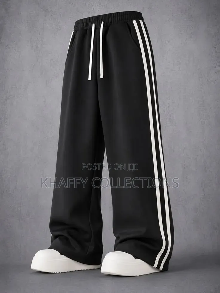 Wide Leg Striped Drawstring Pants