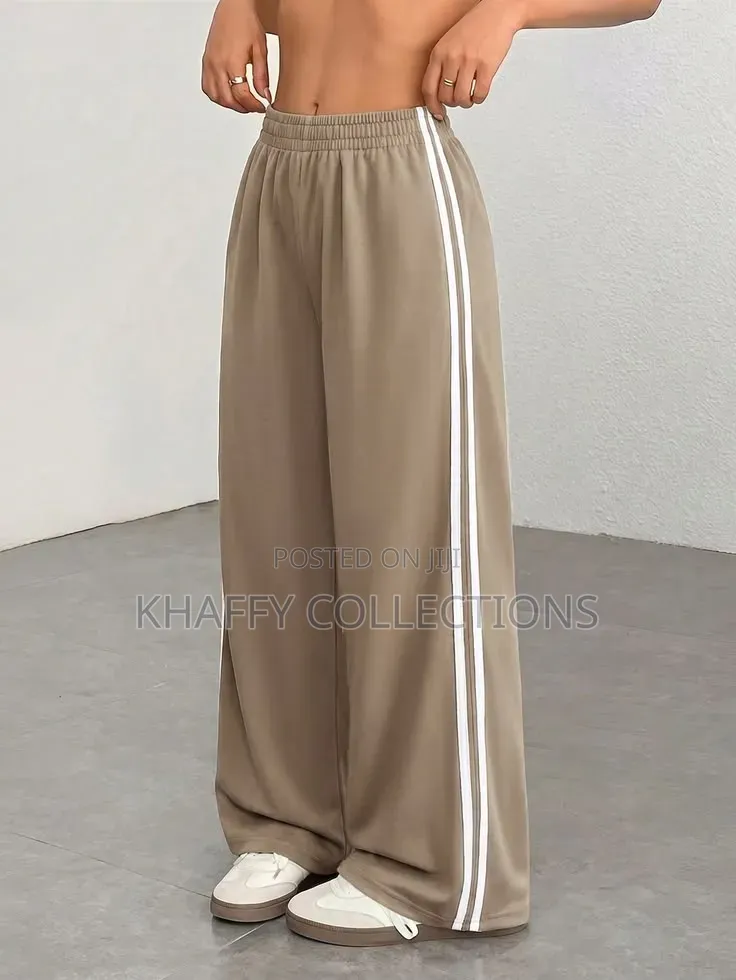 Wide Leg Striped Drawstring Pants