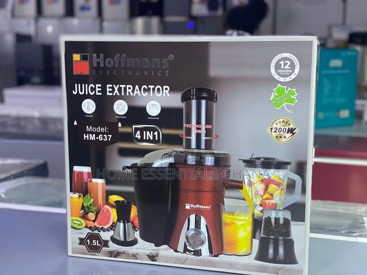 Hoffmans 4-in-1 Juice Extractor Blender, Grinder, Juicer and Chopper