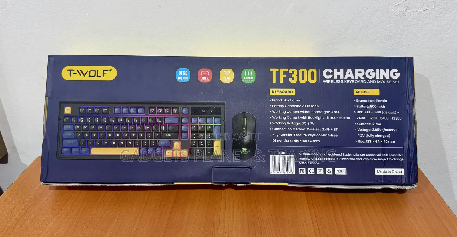 T-Wolf RGB Gaming Wireless Rechargeable Keyboard Mouse - TF300