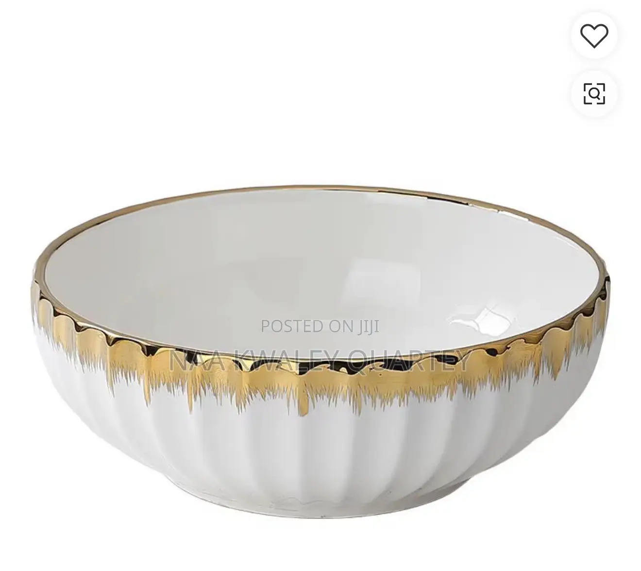14” Large Gold Rim Serving Bowl