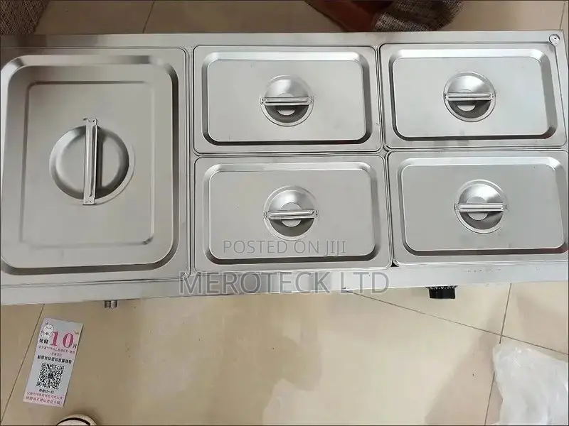 Commercial Stainless Steel Food Display Warmer - 6 Compartments