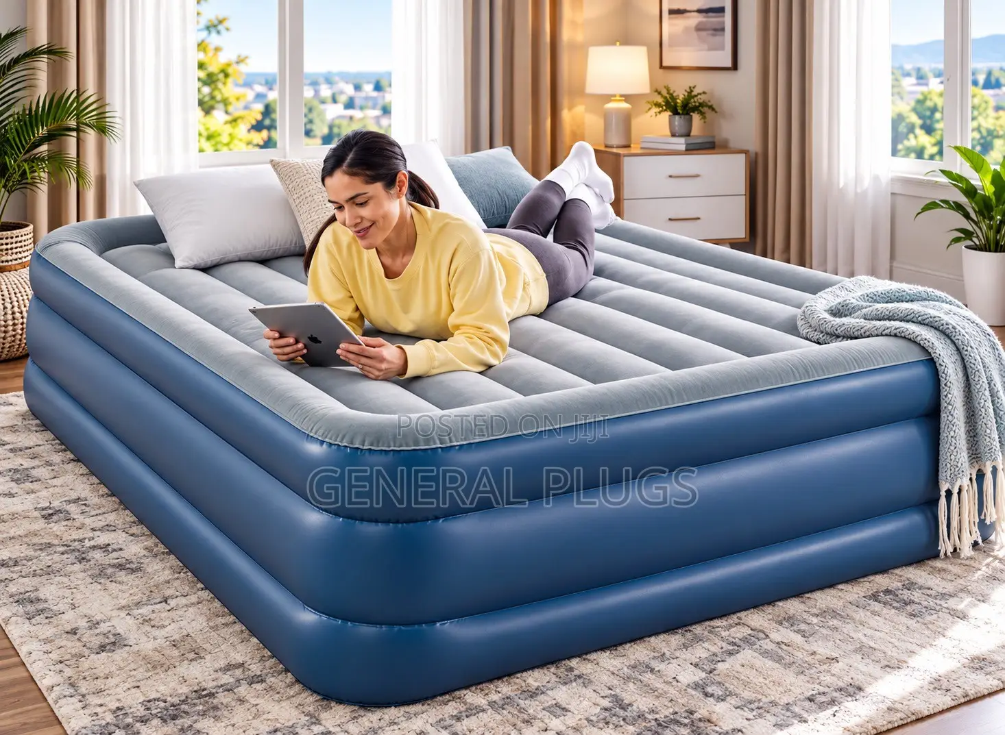 Instant Guest Inflatable Automatic Inbuilt Pump Double Size Air Matres
