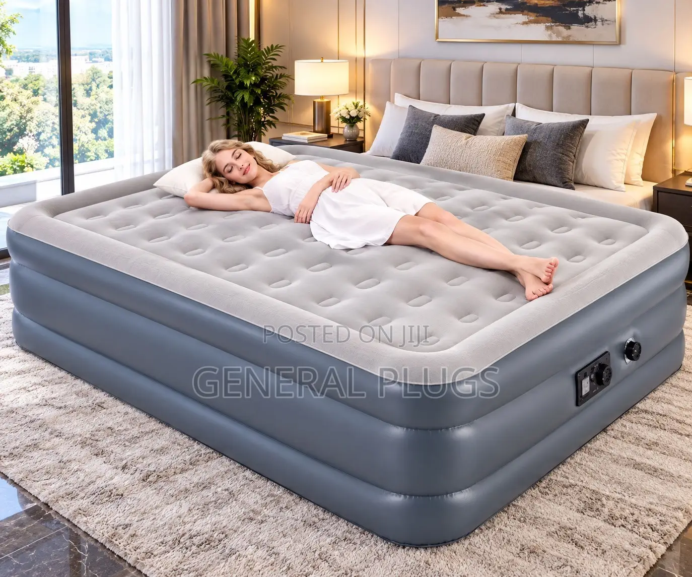 Travel Friendly With Automatic Inbuilt Inflatable Double Air Mattress