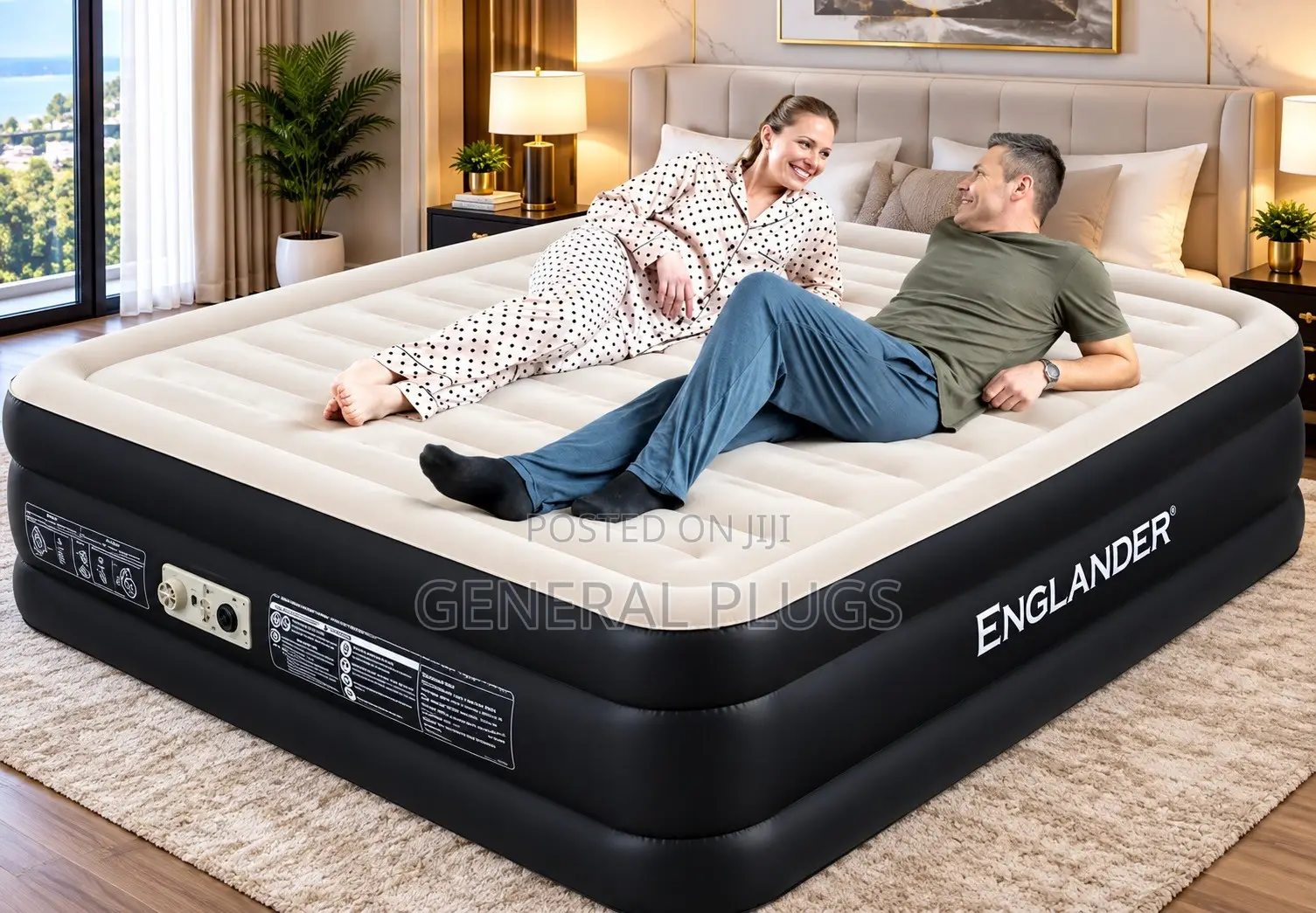 Travel Friendly With Automatic Inbuilt Inflatable Double Air Mattress