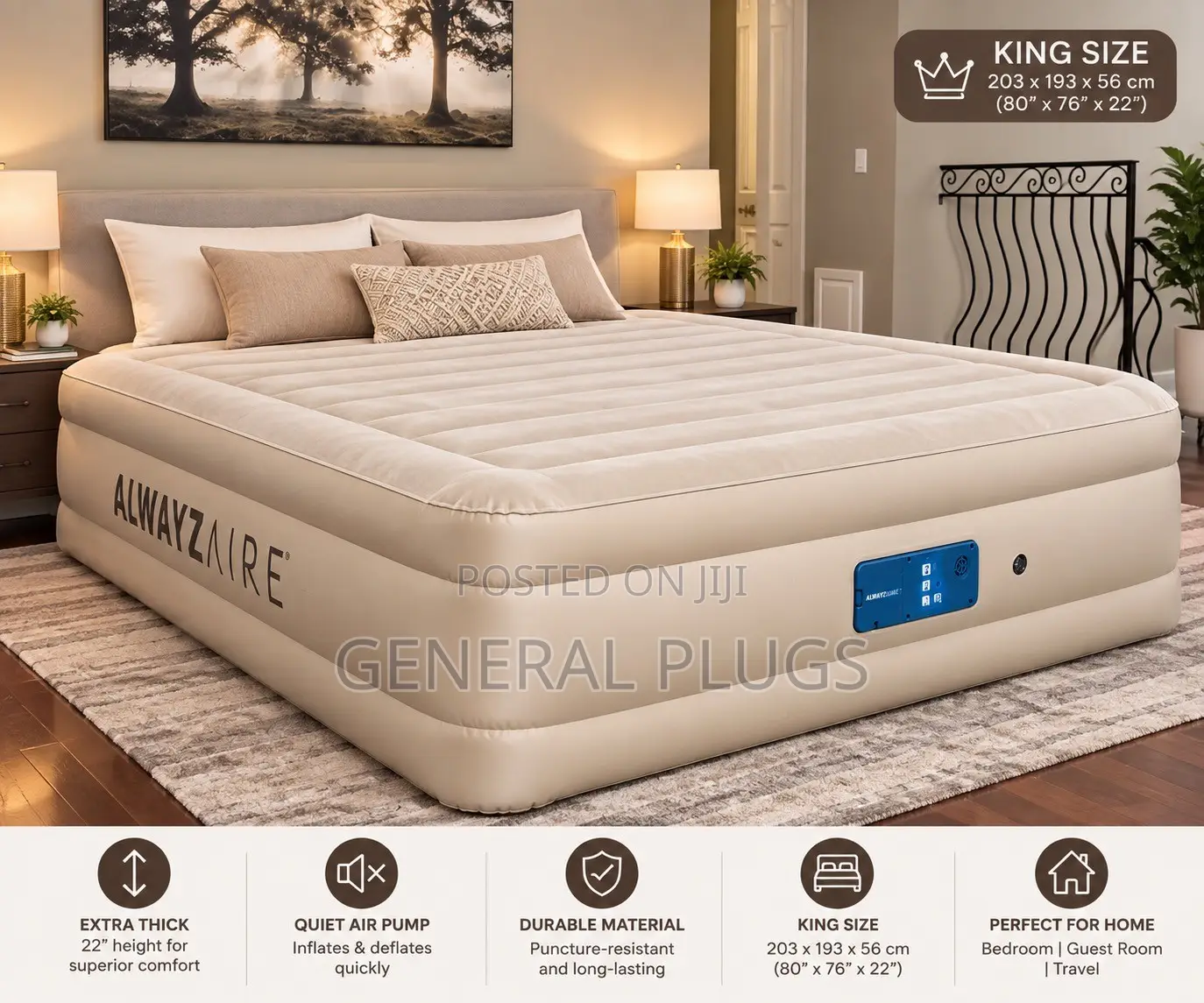 Convenient Thick Top Notch Inflatable Double Size Air Mattress