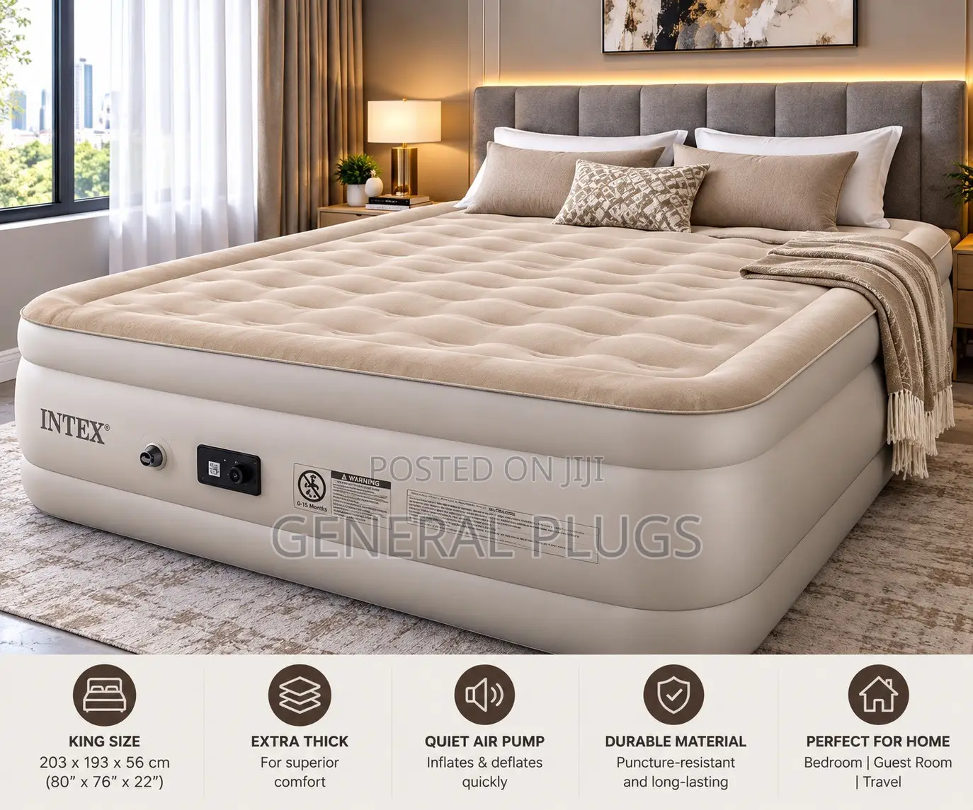 Convenient Thick Top Notch Inflatable Double Size Air Mattress
