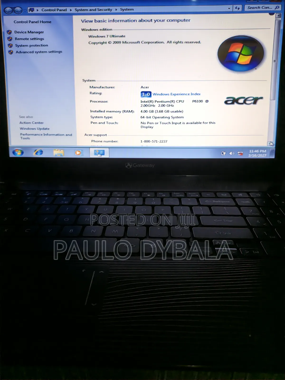 Laptop Acer Gateway NE56R 4GB Intel Pentium HDD 128GB