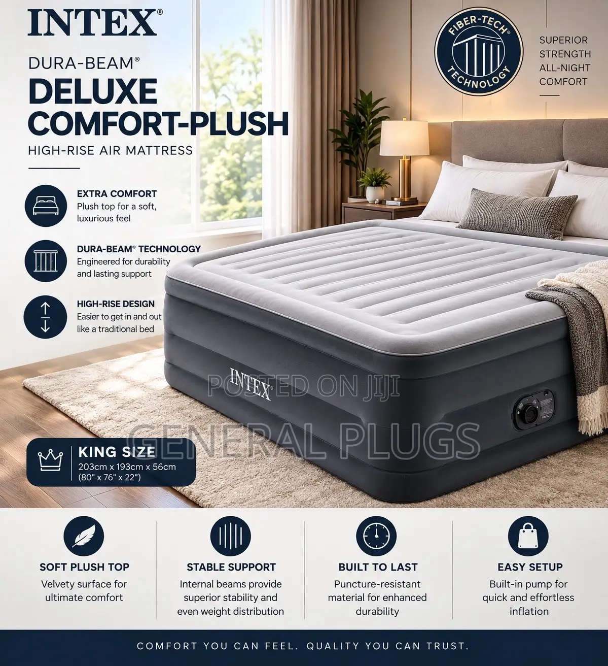 Original Luxurious Inflatable Double Size Air Mattress Automatic Pump
