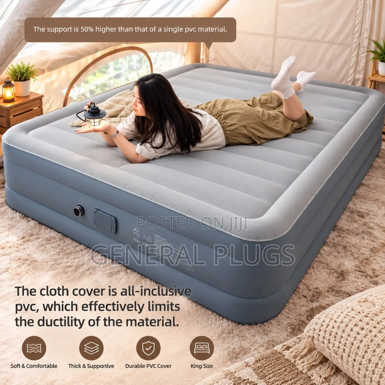 Inflatable Automatic Pump Air Mattress for Guests,Camping,travel Home