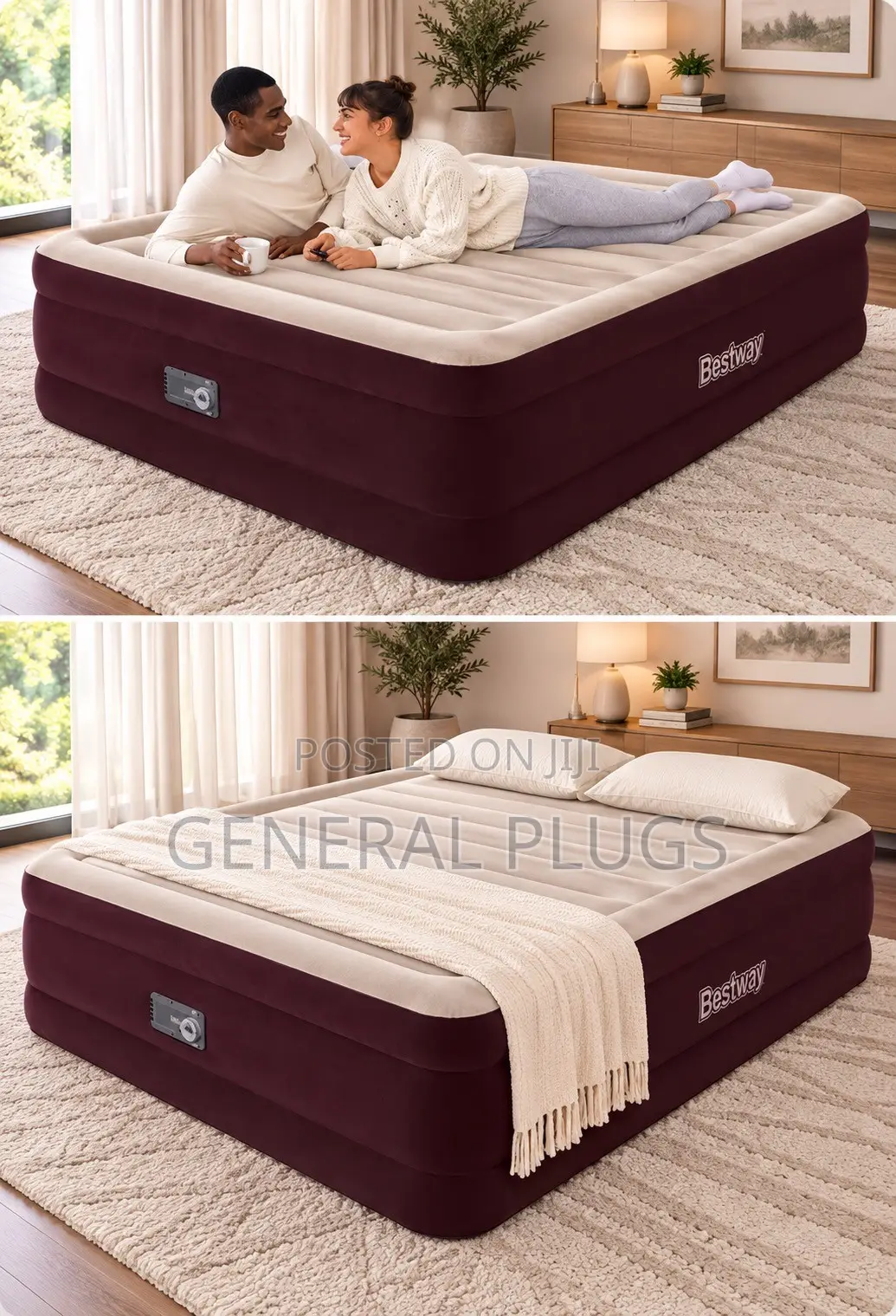 Inbuilt Automatic Pump Air Mattress Ideal for Guest Rooms and Camping