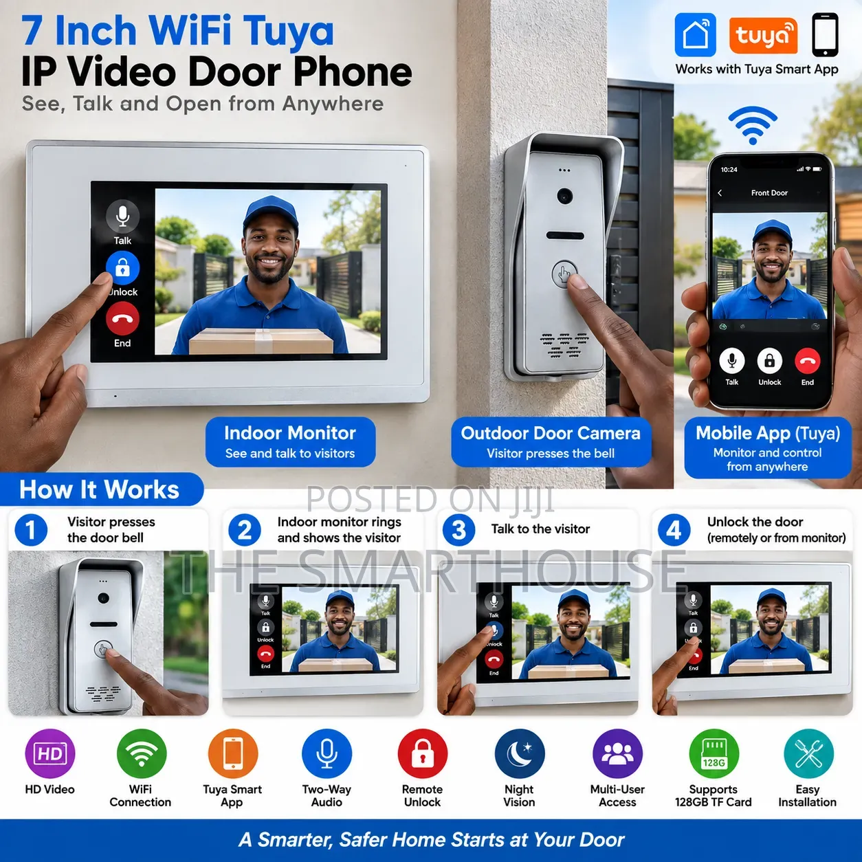 Smart 7-Inch Touch-Screen Wifi Ip Video Gate Bell